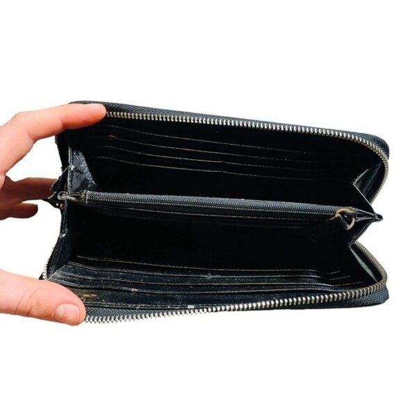 Kenneth Cole Black Leather Zip Wallet Large Card Holder - Picture 7 of 7